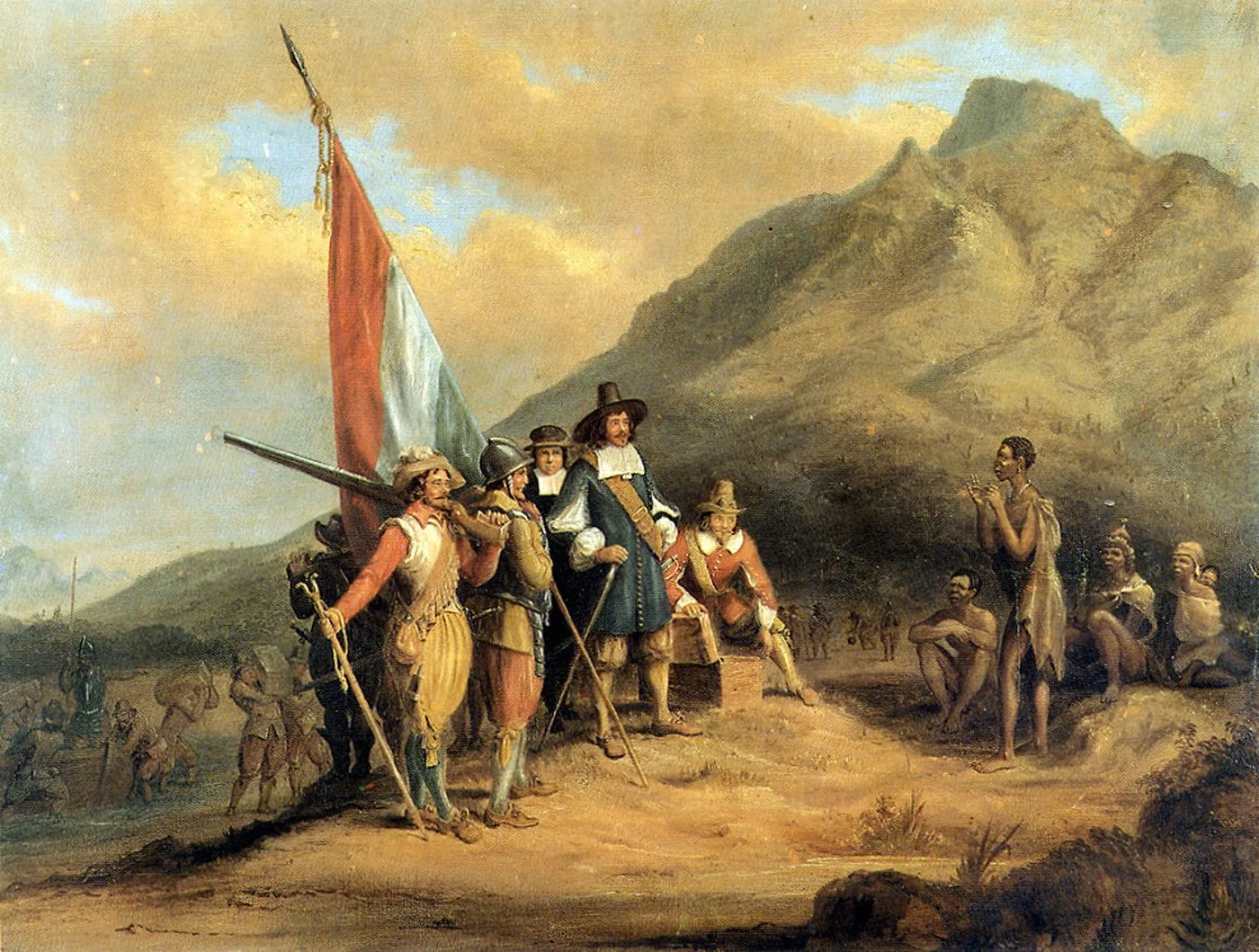 Charles Bell painting of Jan van Riebeeck arriving in Table Bay, April 1652